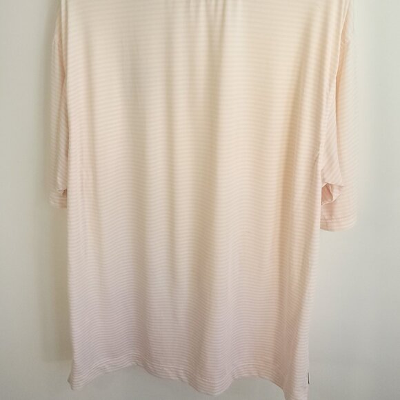 FootJoy FJ Golf Polo Shirt Men's Large Pink White Striped Embroidered Duck Woods - Picture 12 of 15